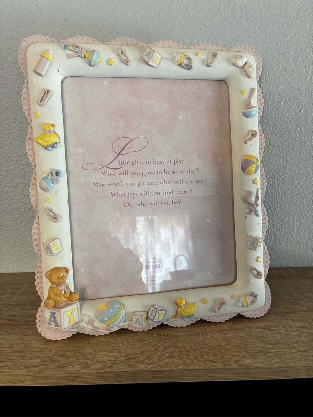 Vintage Baby Girl Nursery Picture Frame 8x10 Pink Hallmark - flaw